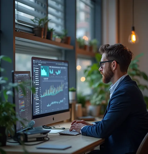 A professional working on their computer